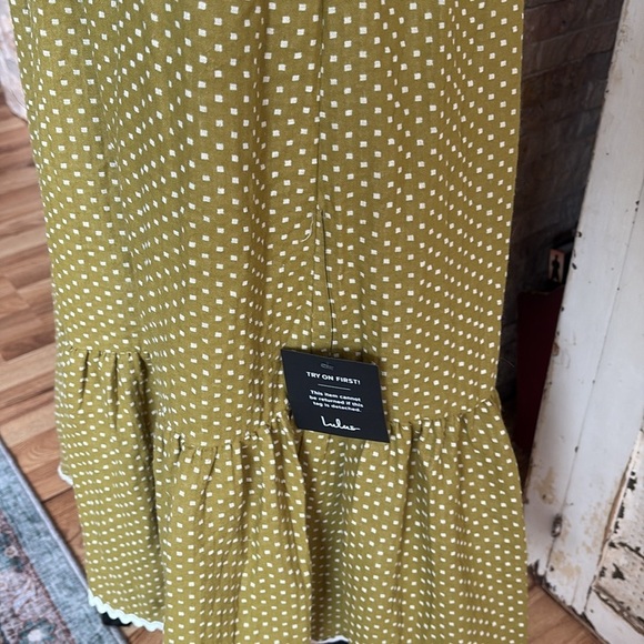 Lulu’s Delightful Design Light Green Polka Dot Midi Dress with pockets strapless - Picture 11 of 16